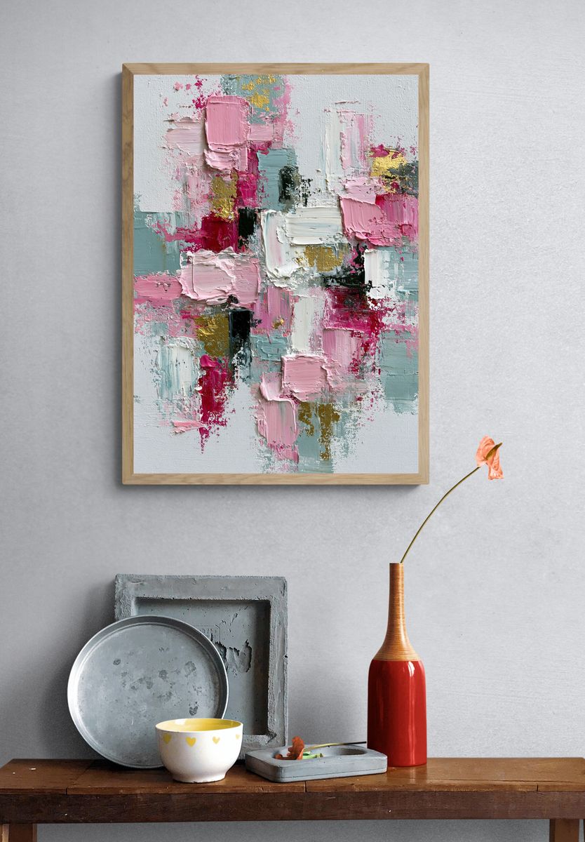 Pastel Impasto Abstract Poster. — room view 3