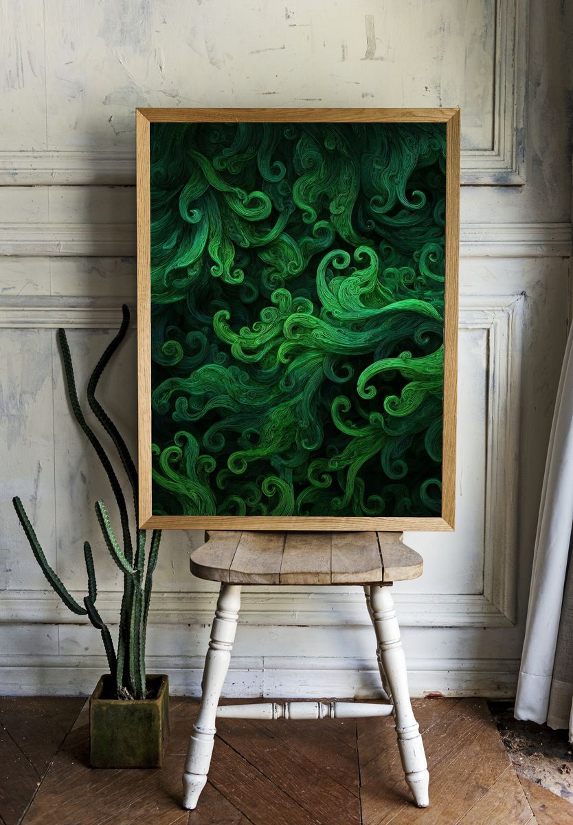 Emerald Swirl Abstract Poster room preview