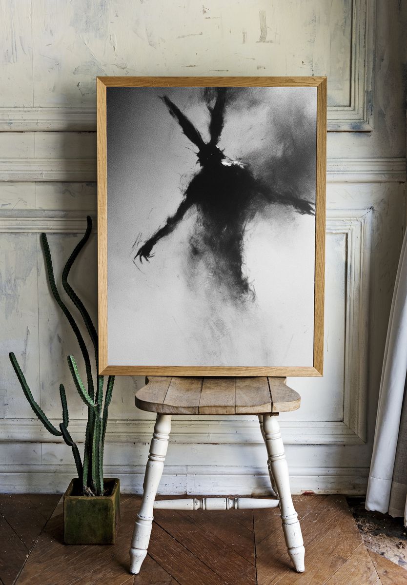 Ink Figure Abstract Print. — room view 1