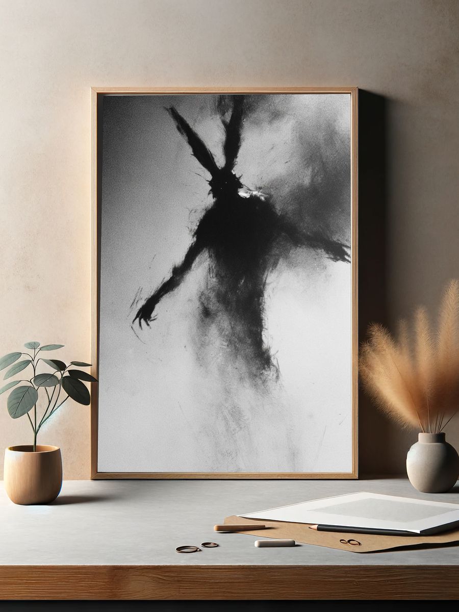 Ink Figure Abstract Print. — room view 2