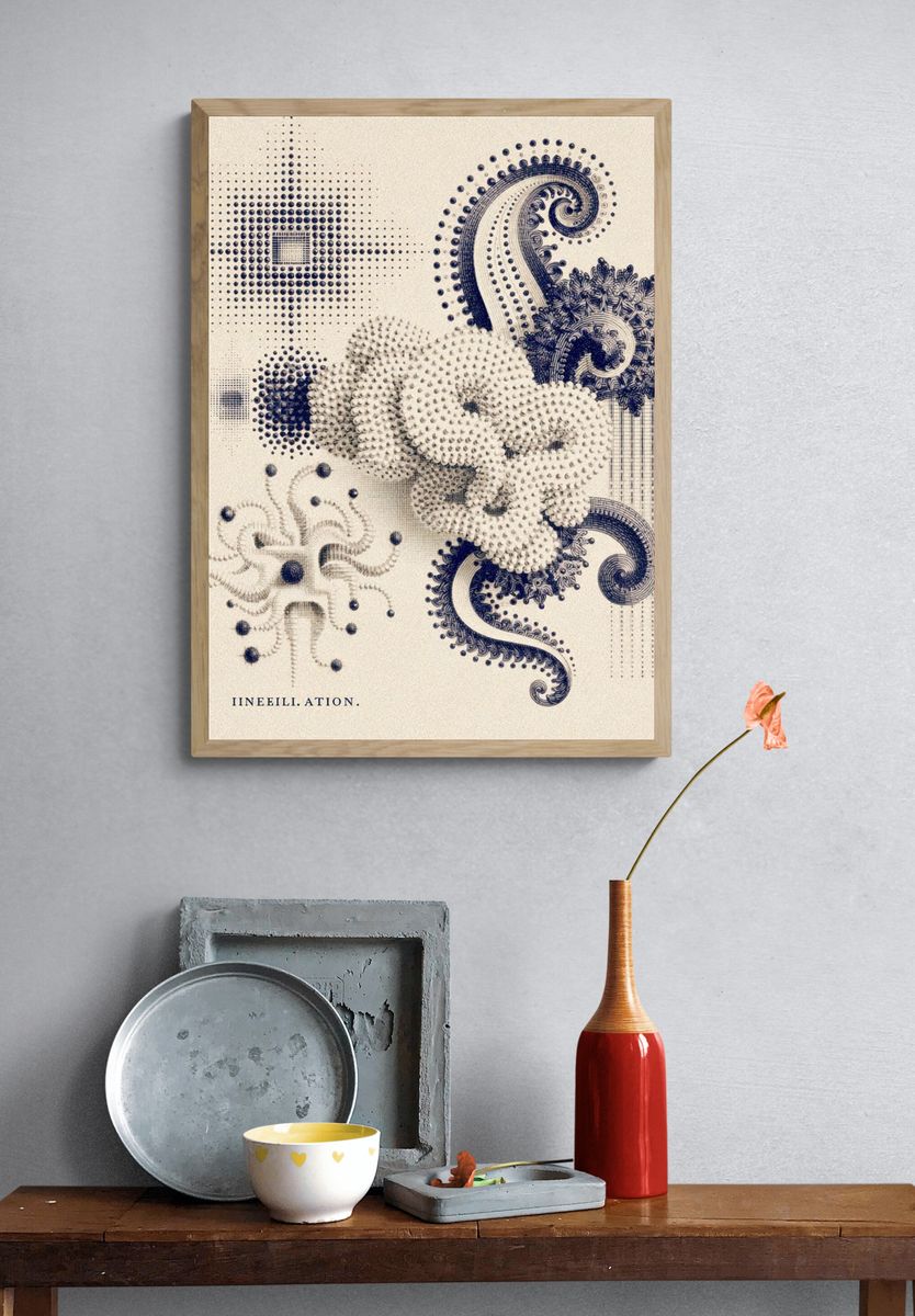 Ornate Abstract Dotwork Poster. — room view 3