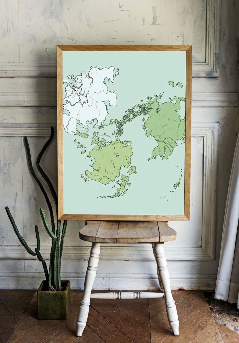 Abstract Arctic Map Poster. — room view 1
