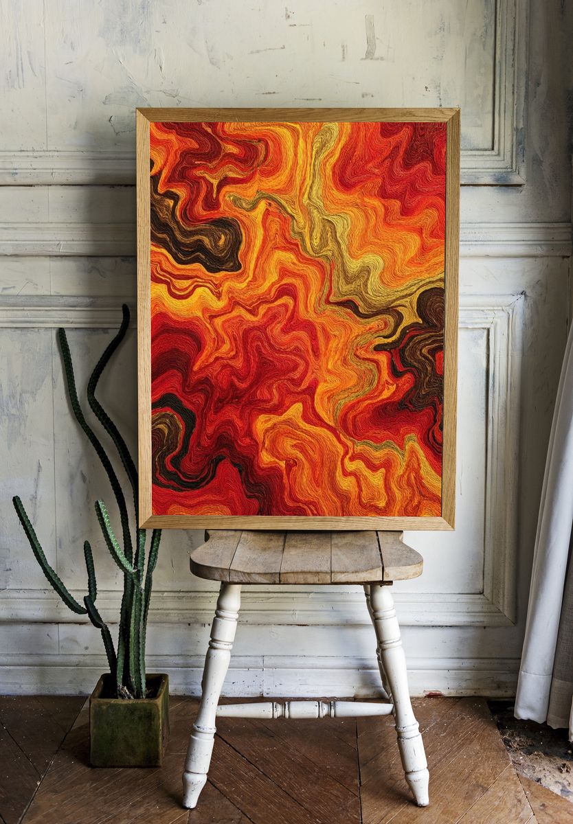 Molten Ember Abstract Print. — room view 1