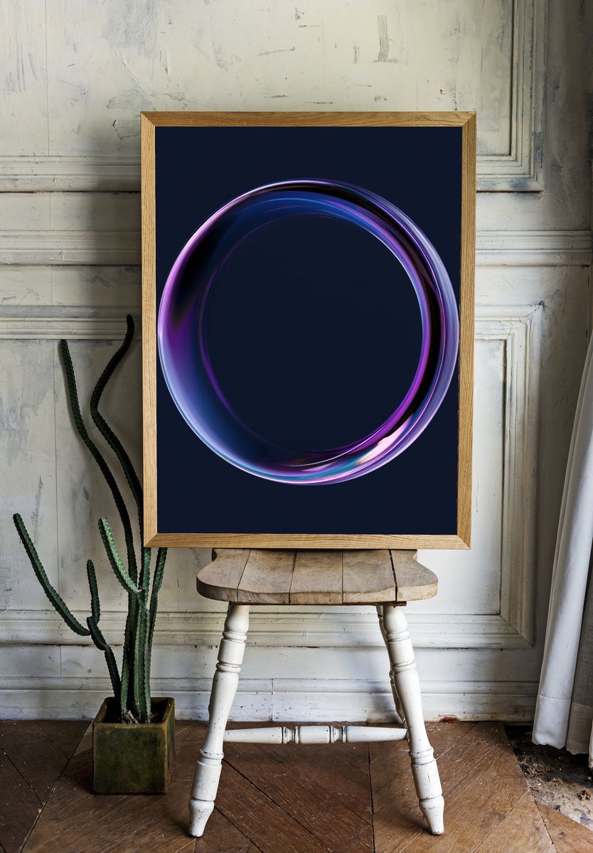 Neon Glass Ring Abstract Poster. — room view 1
