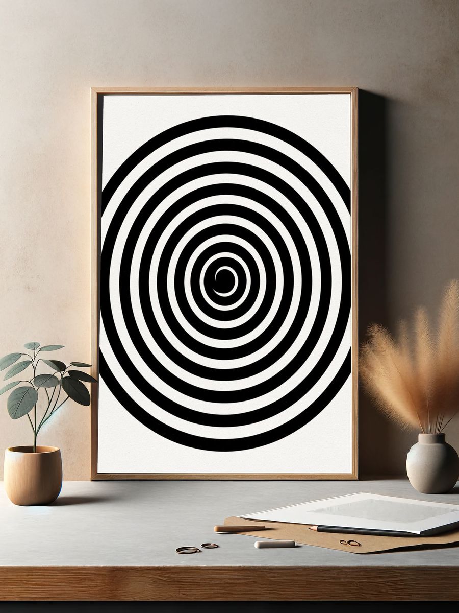 Black Spiral Optical Poster. — room view 2