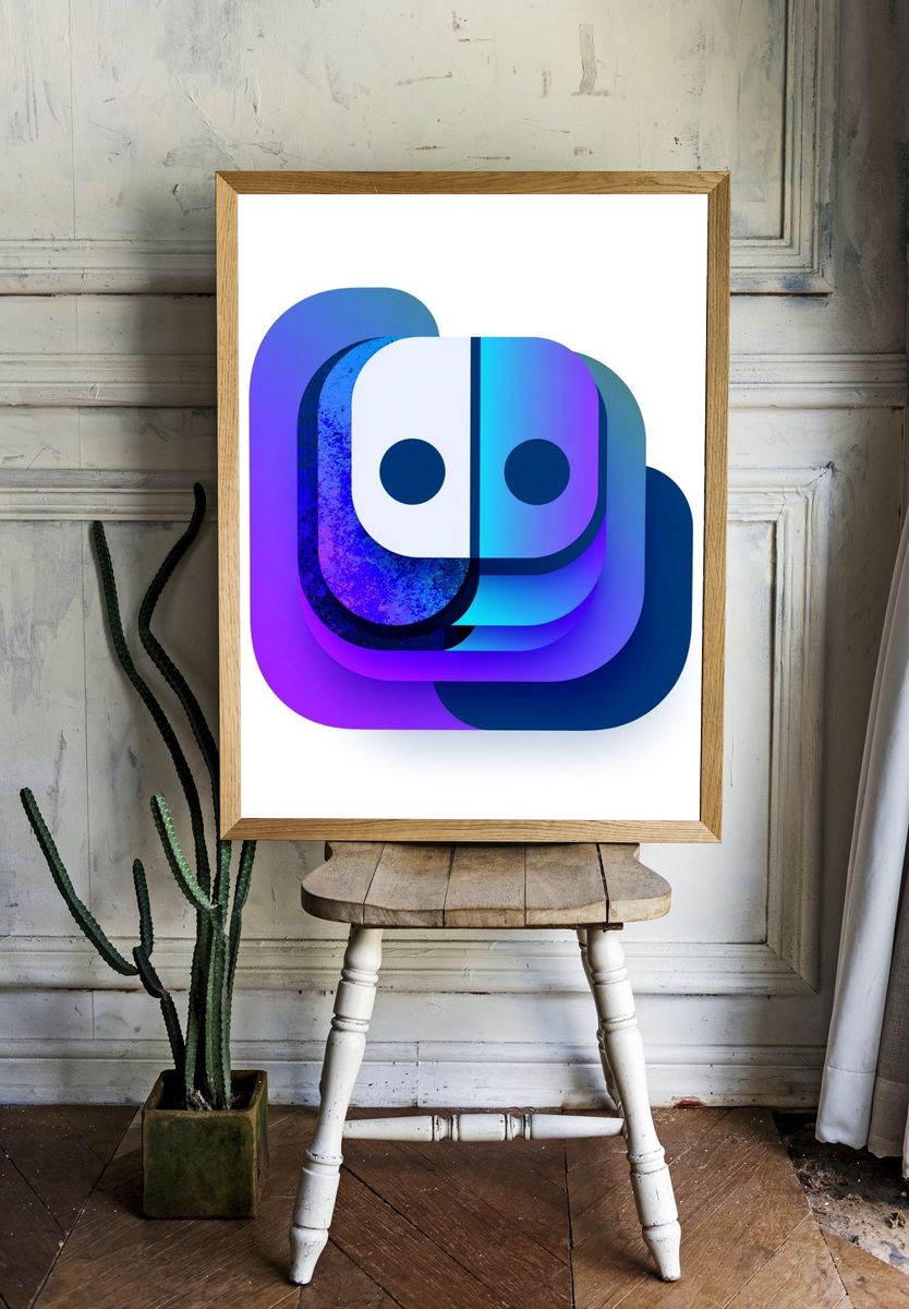 Abstract Neon Face Poster. — room view 1