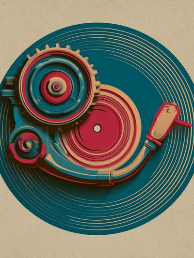 Retro Gear Abstract Poster.