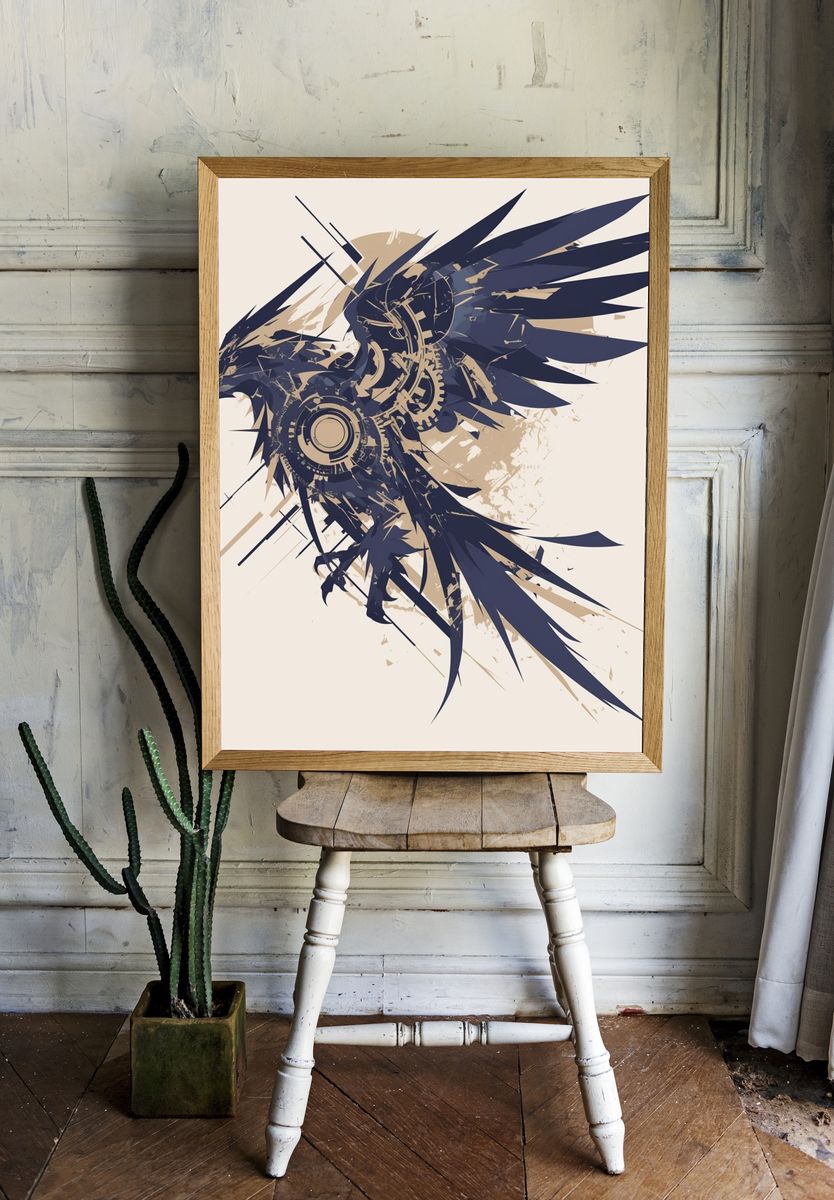 Mechanical Eagle Abstract Print. room preview