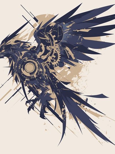 Mechanical Eagle Abstract Print.