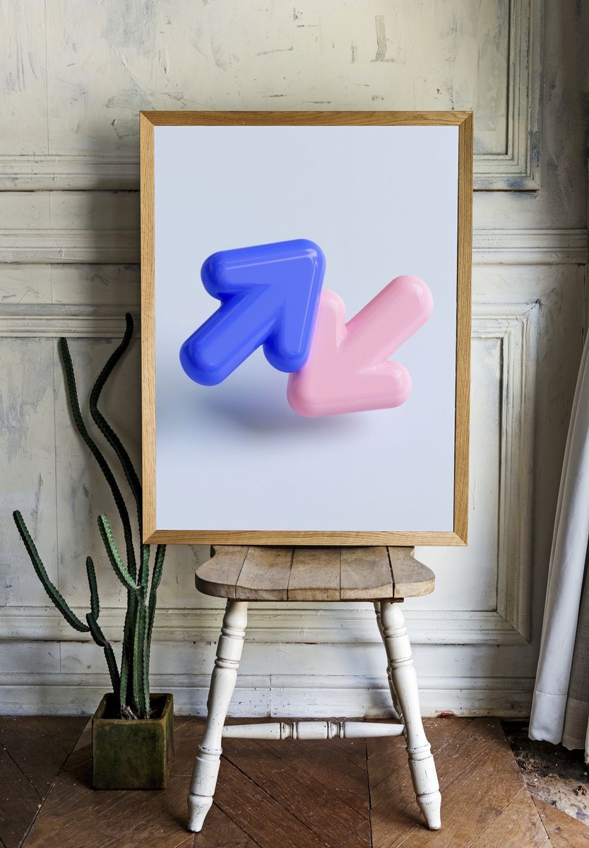 Pastel Arrow Duo Abstract Print. — room view 1