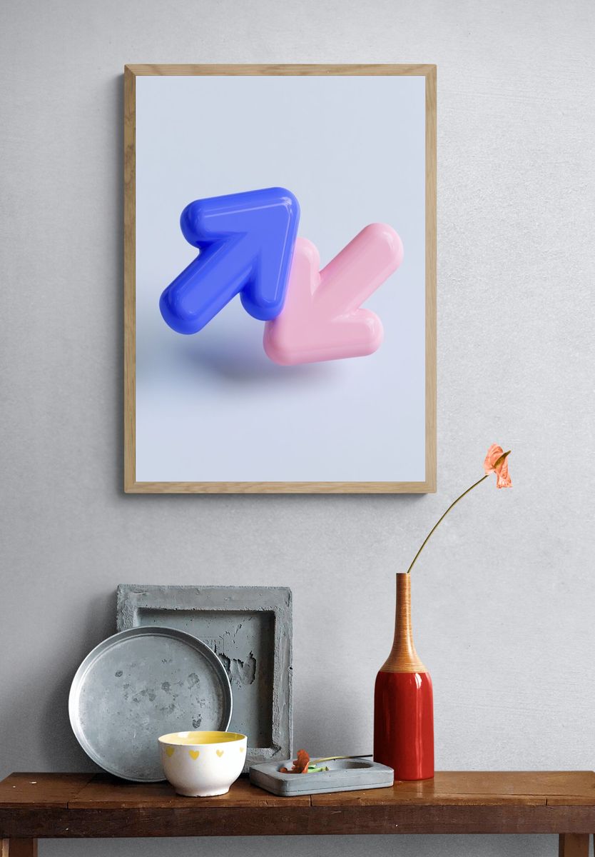 Pastel Arrow Duo Abstract Print. — room view 3