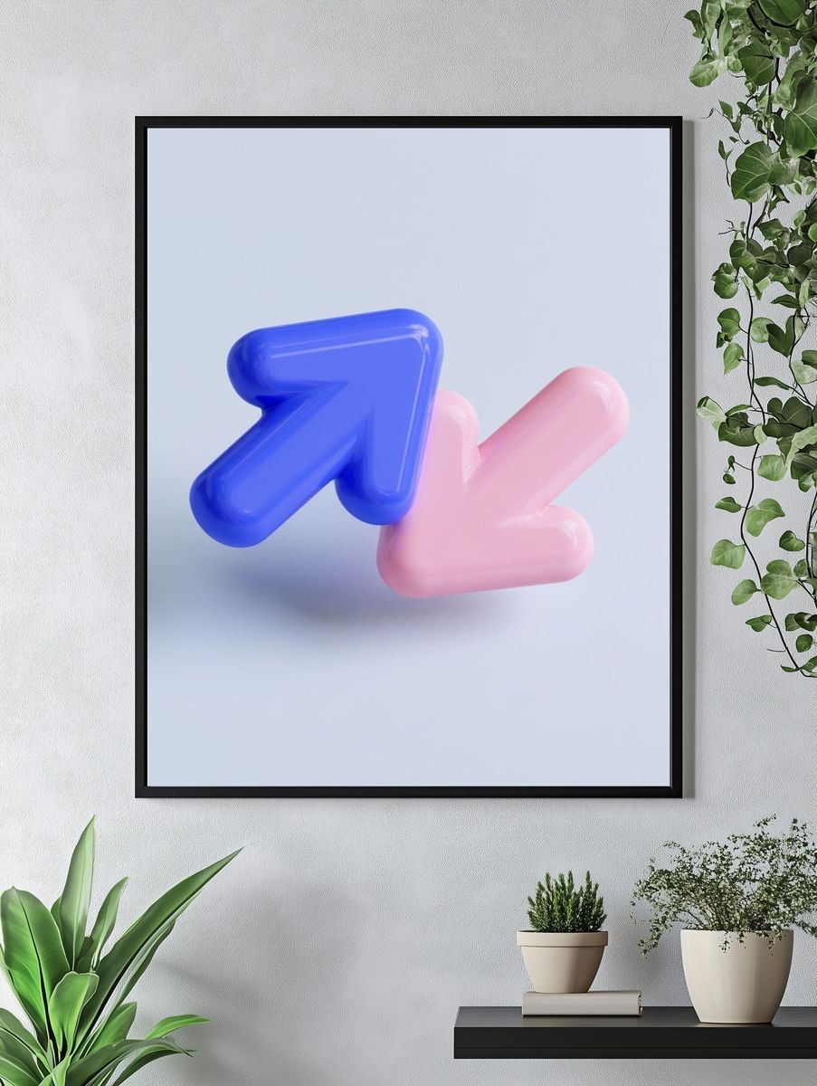 Pastel Arrow Duo Abstract Print. — room view 4