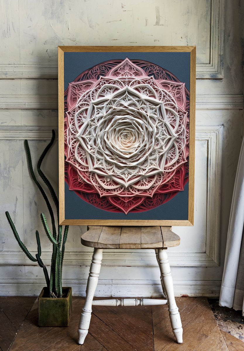 Rose Mandala Abstract Poster. room preview