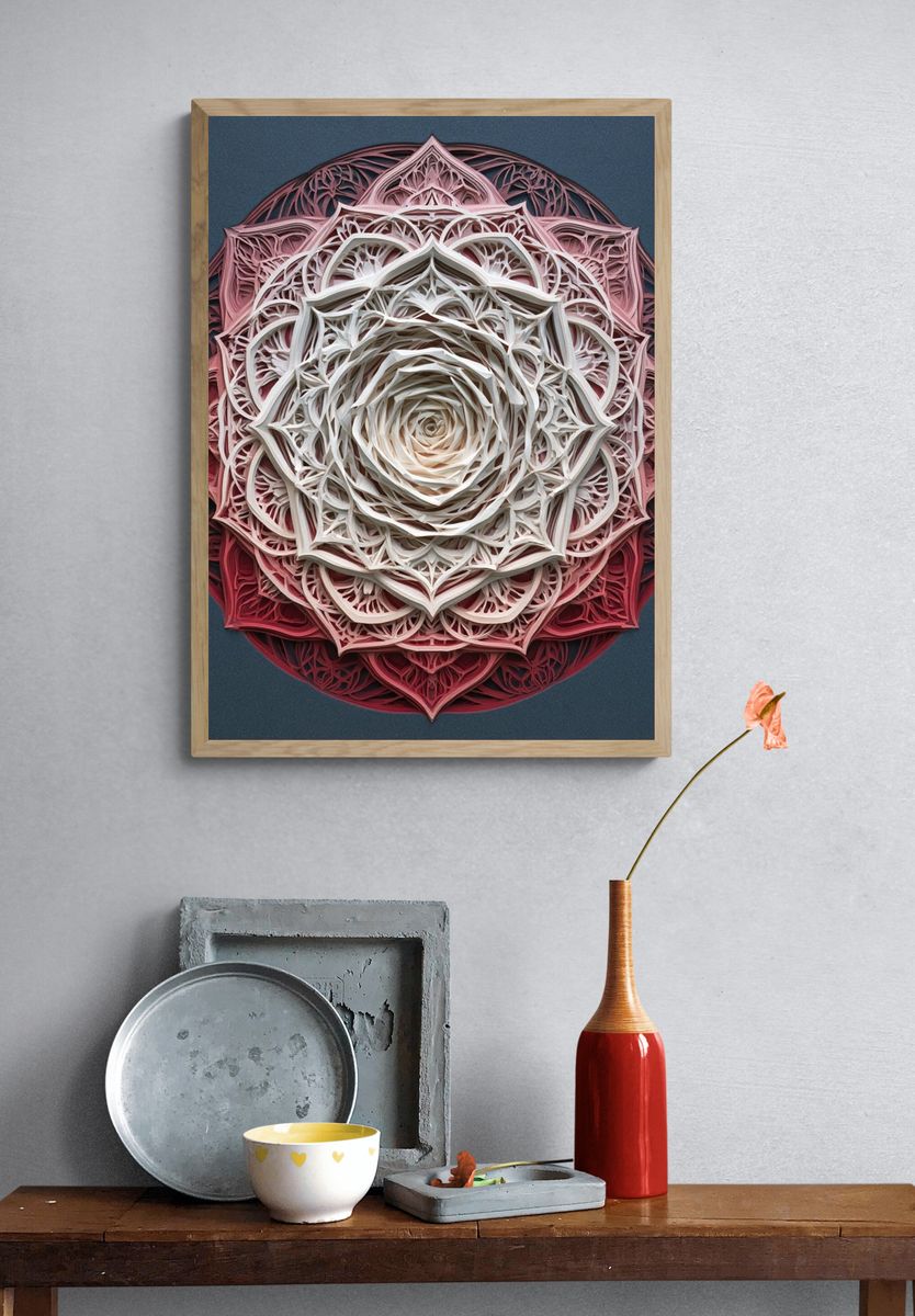 Rose Mandala Abstract Poster. — room view 3