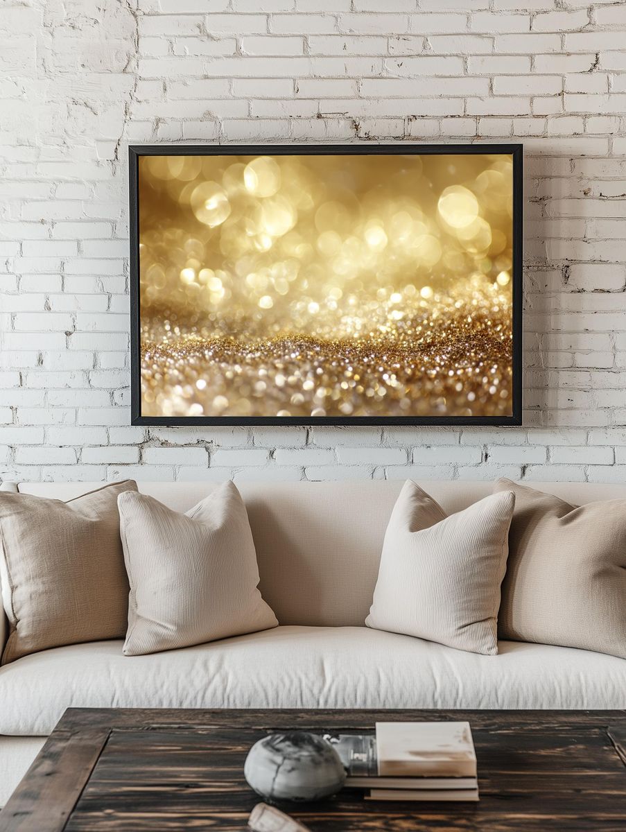 Golden Glitter Bokeh Abstract Poster room preview