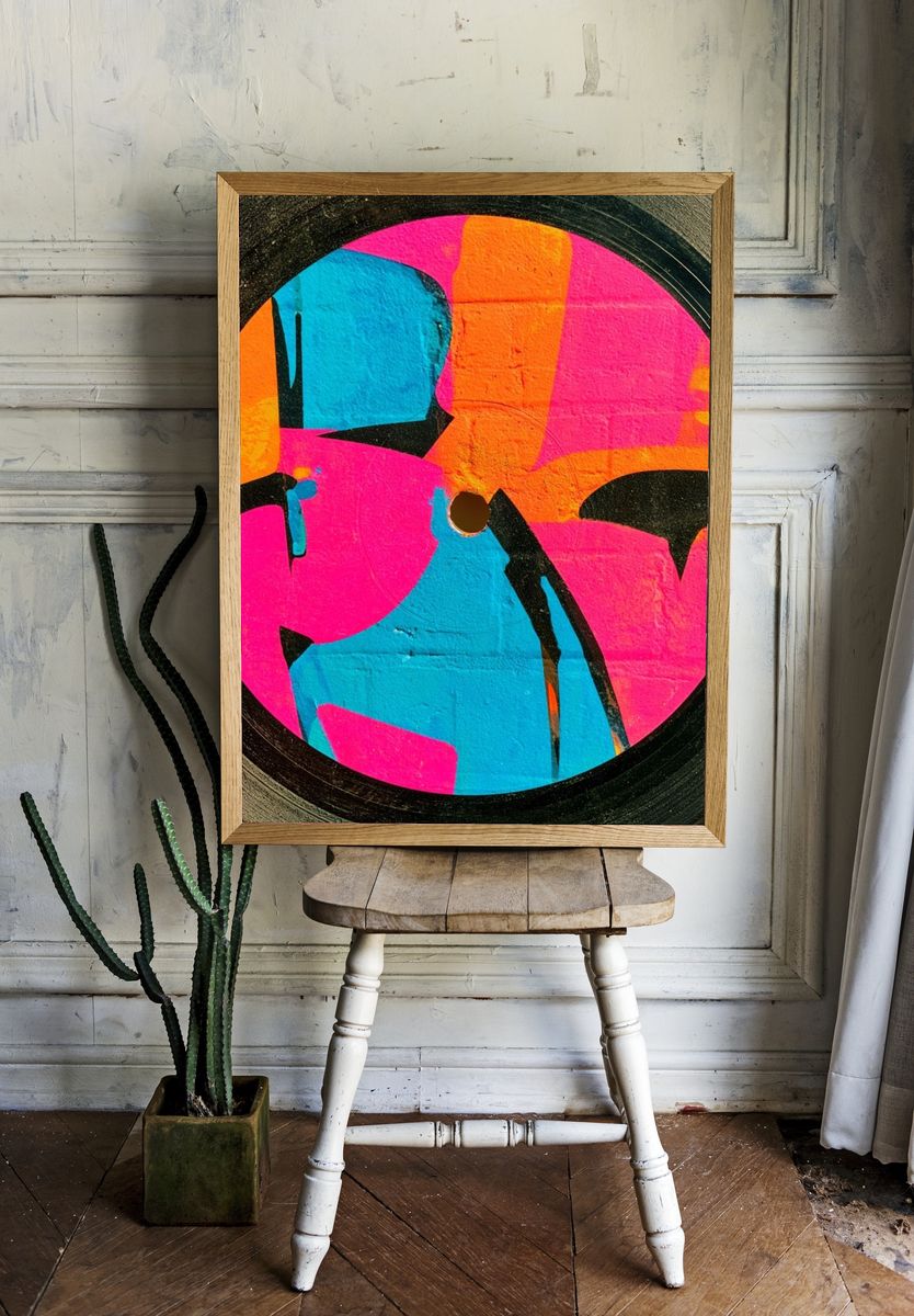Neon Vinyl Abstract Poster. — room view 1
