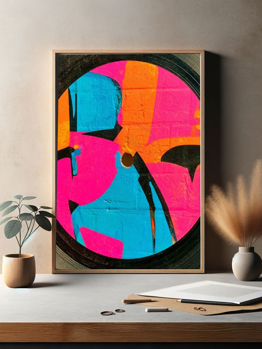Neon Vinyl Abstract Poster. — room view 2