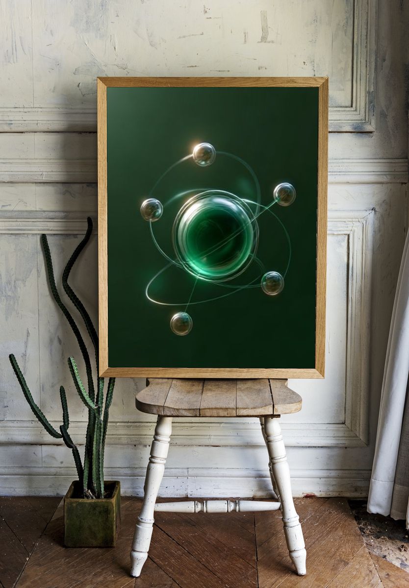 Emerald Orbital Abstract Poster. — room view 1