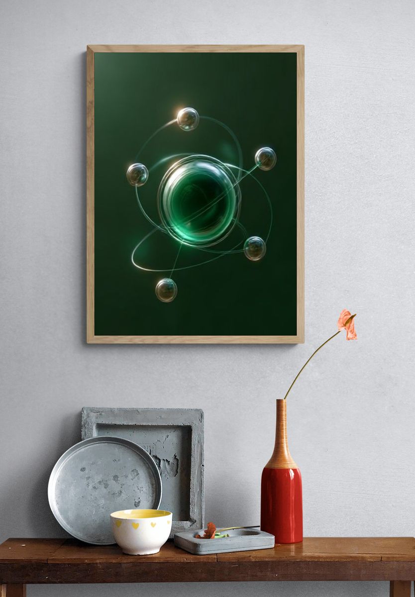 Emerald Orbital Abstract Poster. — room view 3