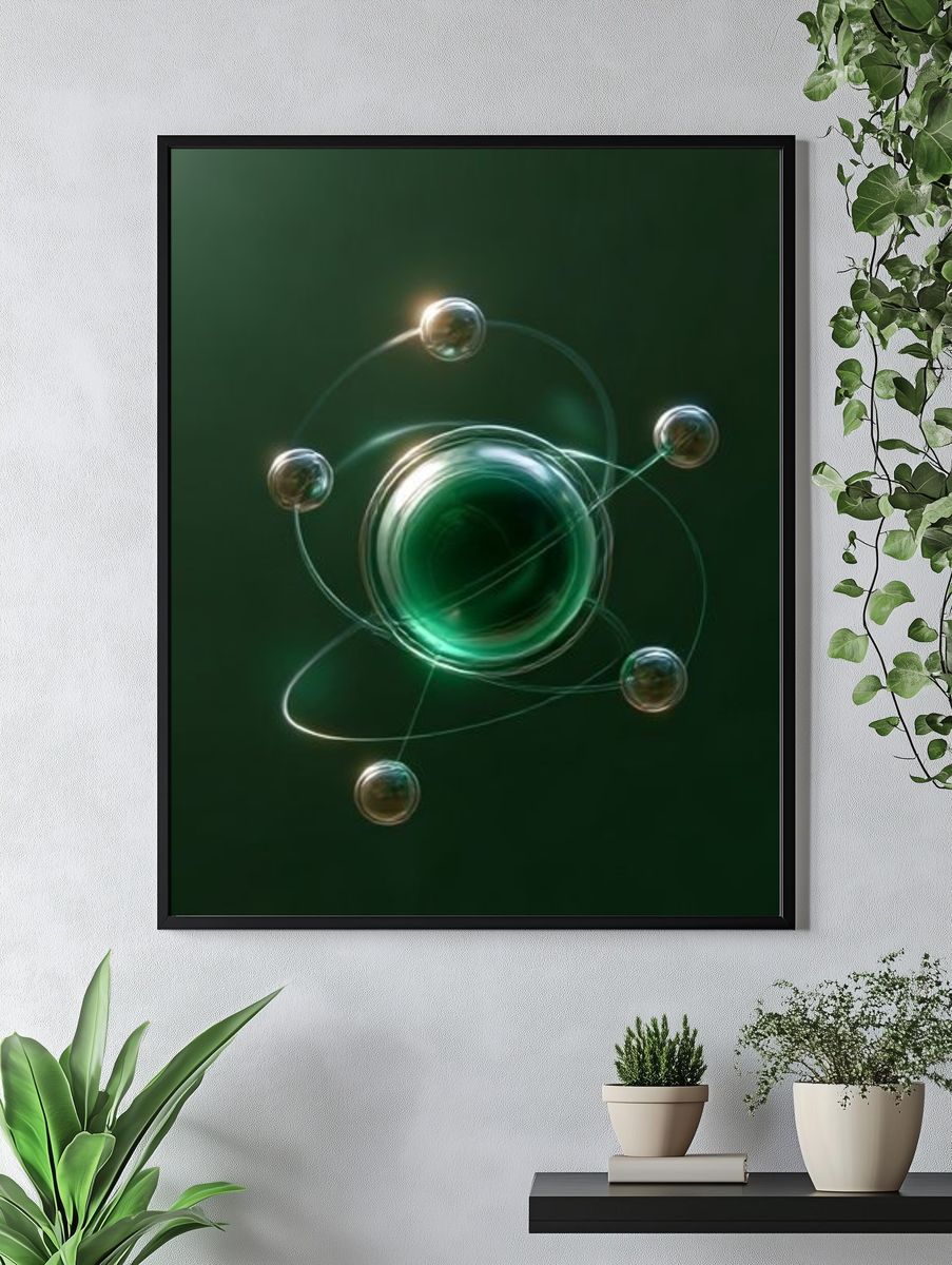 Emerald Orbital Abstract Poster. — room view 4