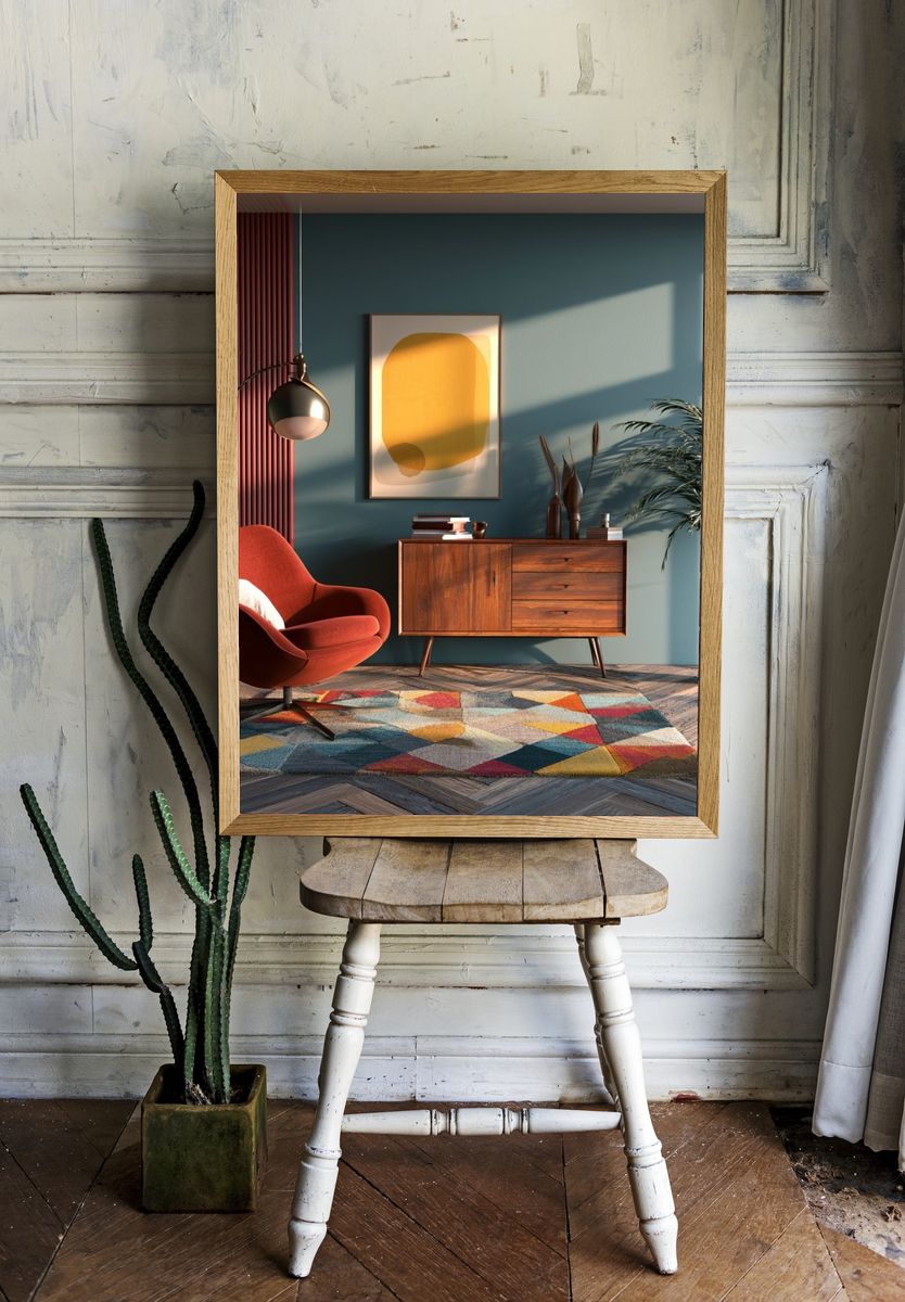 Golden Abstract Shape Poster. — room view 1