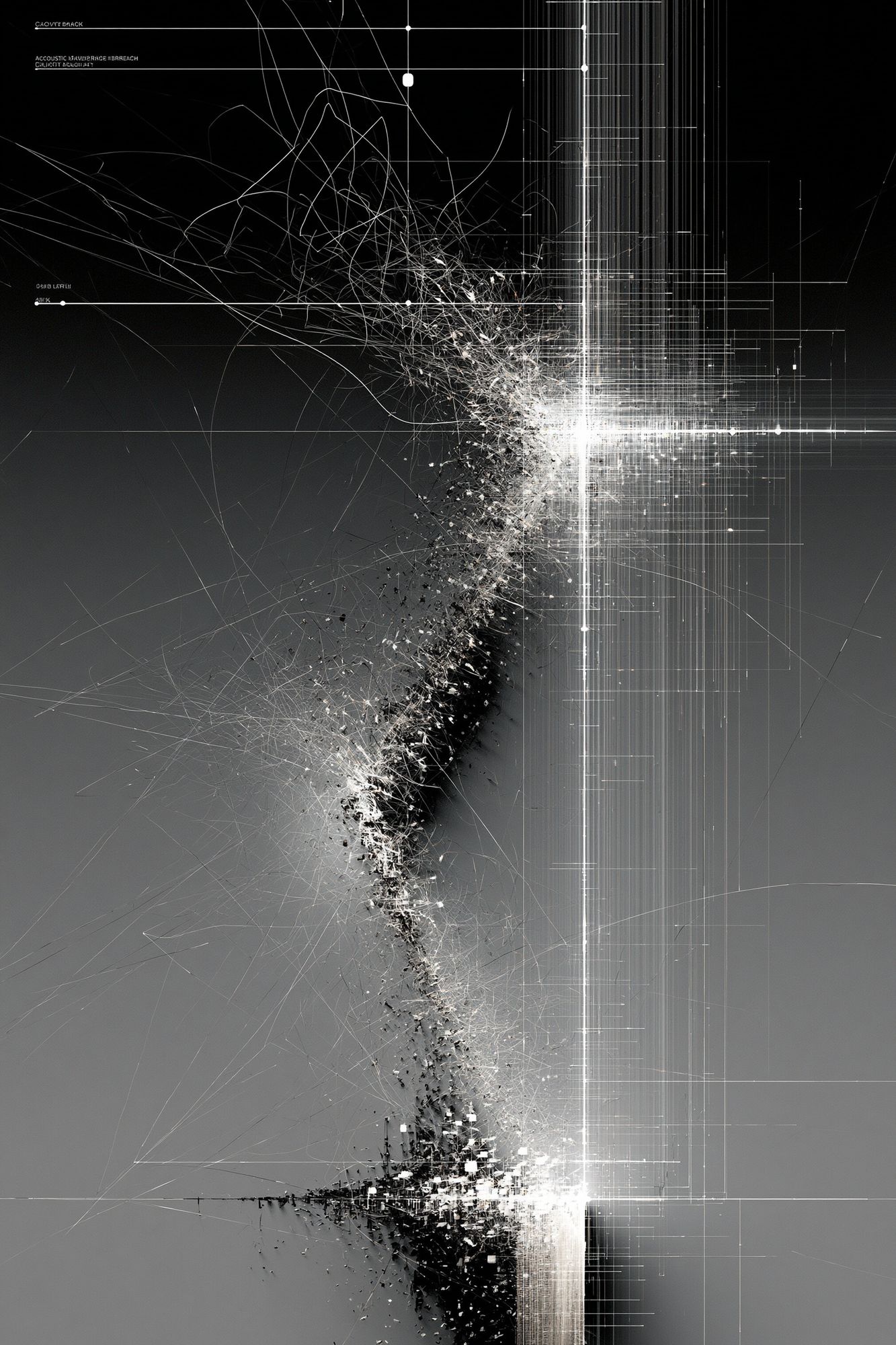 Monochrome Data Burst Abstract Poster. poster — abstract art