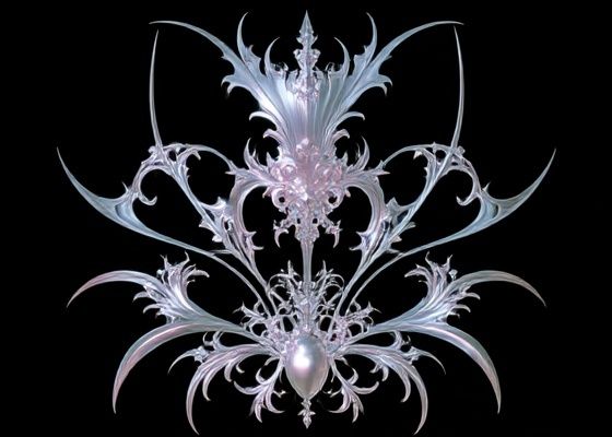 Ornate Silver Fractal Poster. poster — abstract art
