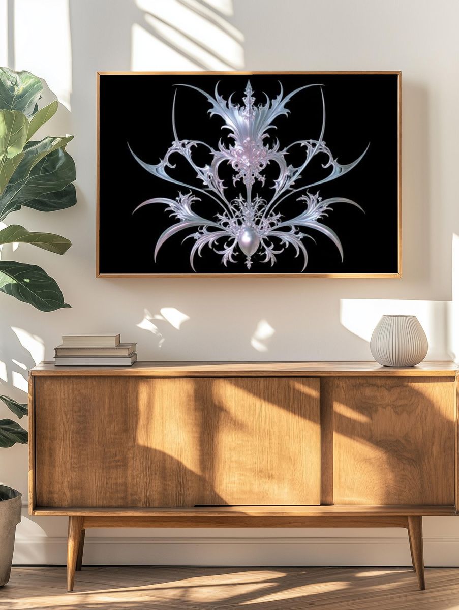 Ornate Silver Fractal Poster. — room view 3