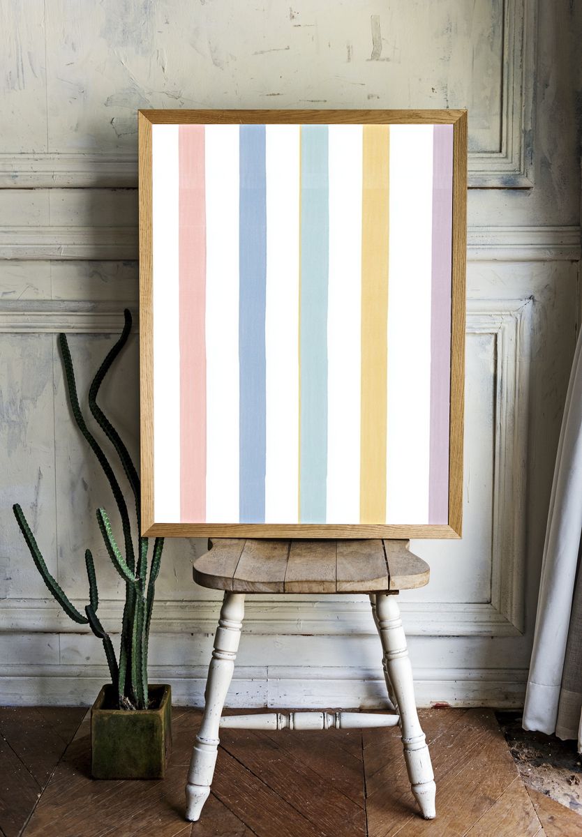 Pastel Stripe Abstract Poster. — room view 1