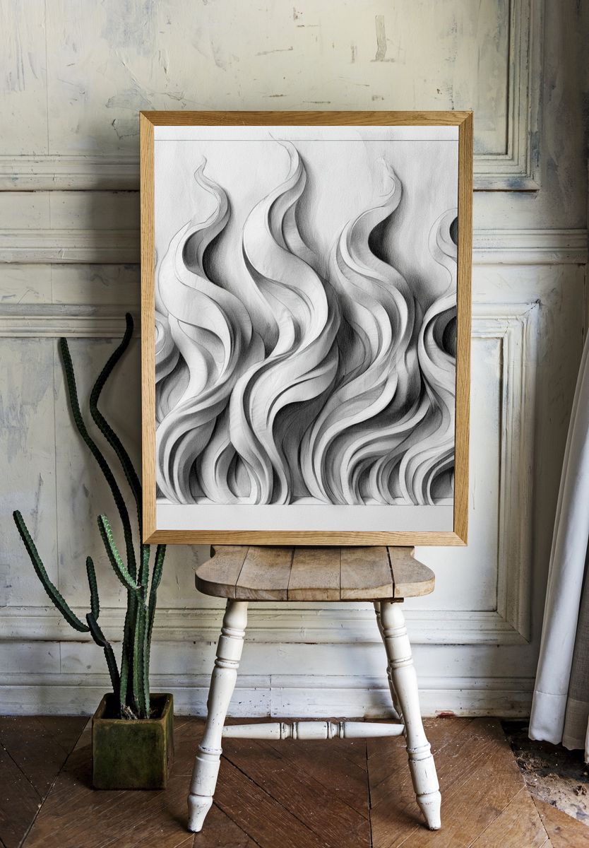 Flowing Monochrome Abstract Poster. — room view 1
