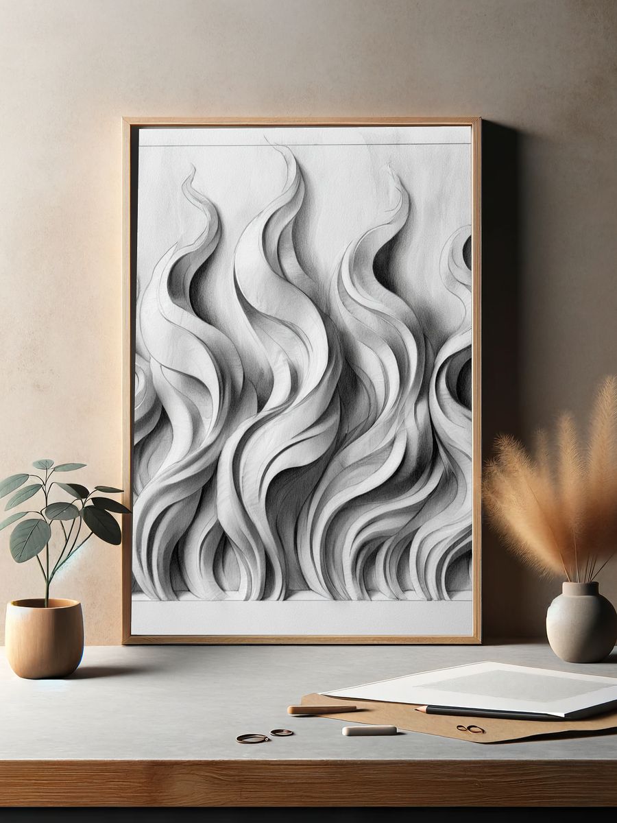 Flowing Monochrome Abstract Poster. — room view 2