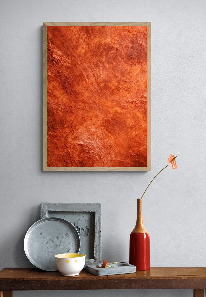 Crimson Textured Abstract Poster. — room view 3