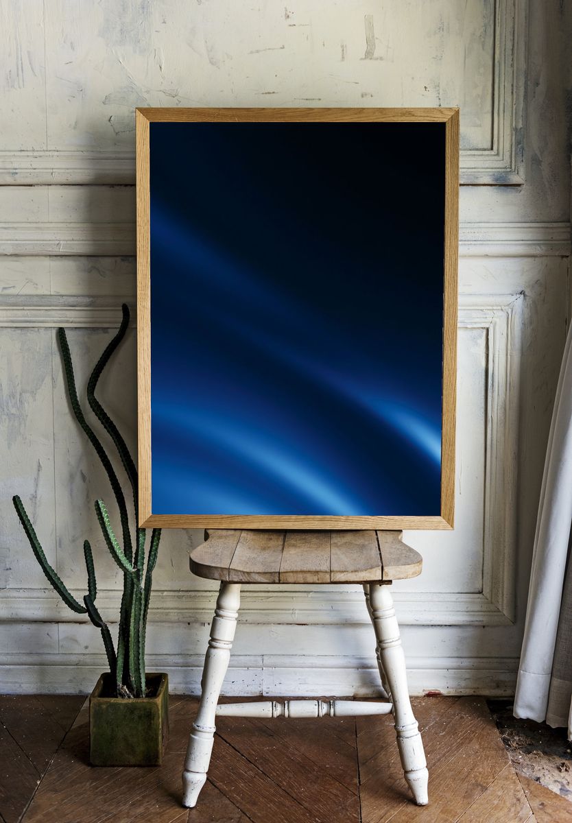 Blue Light Waves Abstract Poster. — room view 1