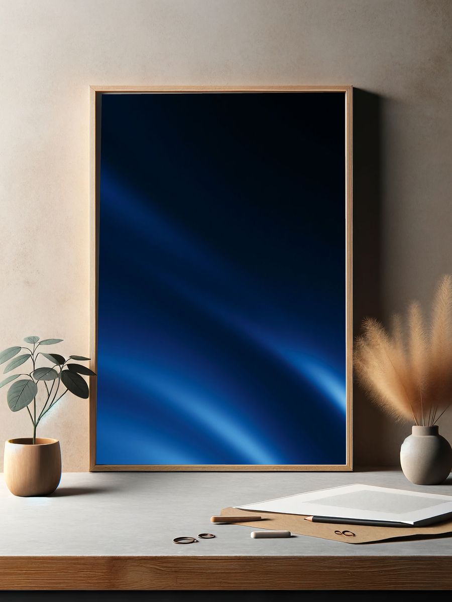 Blue Light Waves Abstract Poster. — room view 2