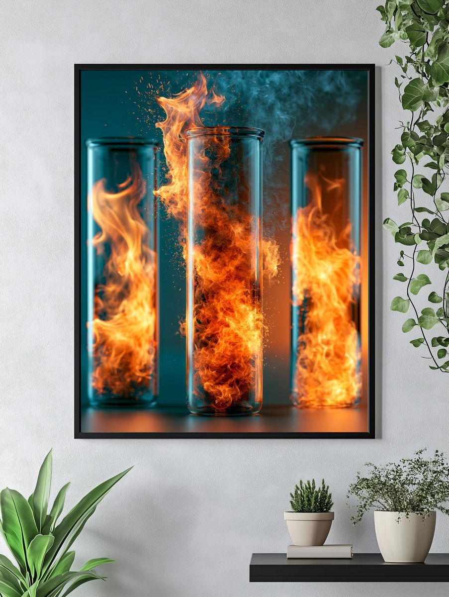 Flaming Glass Tubes Abstract Print. — room view 4