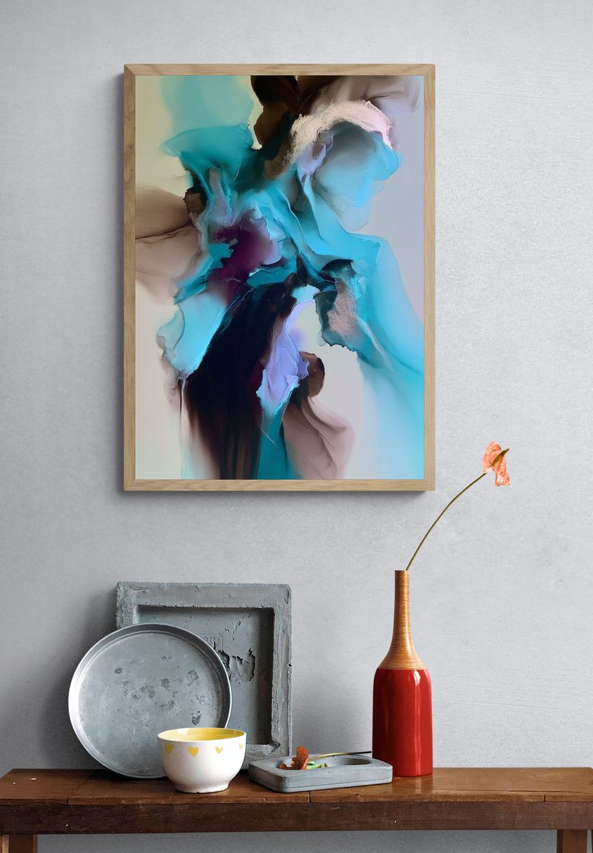 Azure Flow Abstract Poster. — room view 3