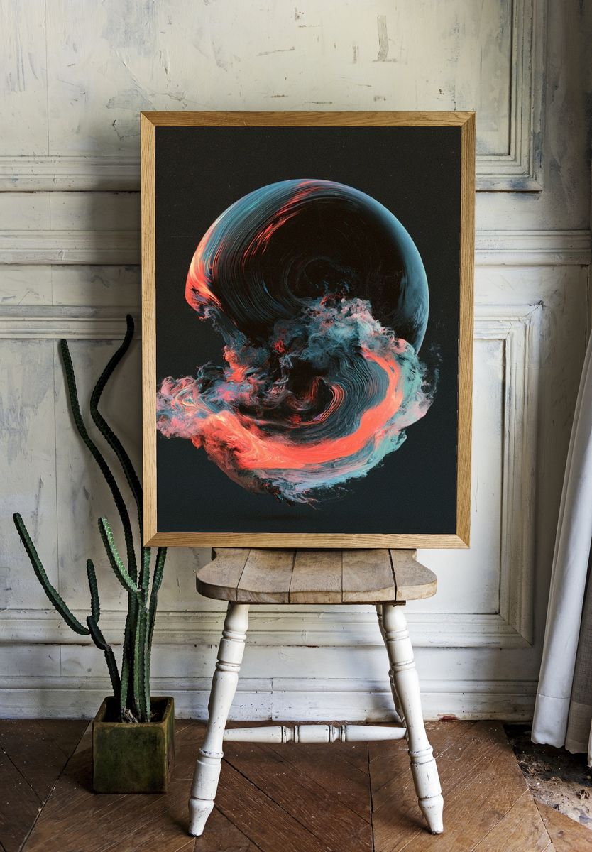 Cosmic Swirl Abstract Poster. — room view 1