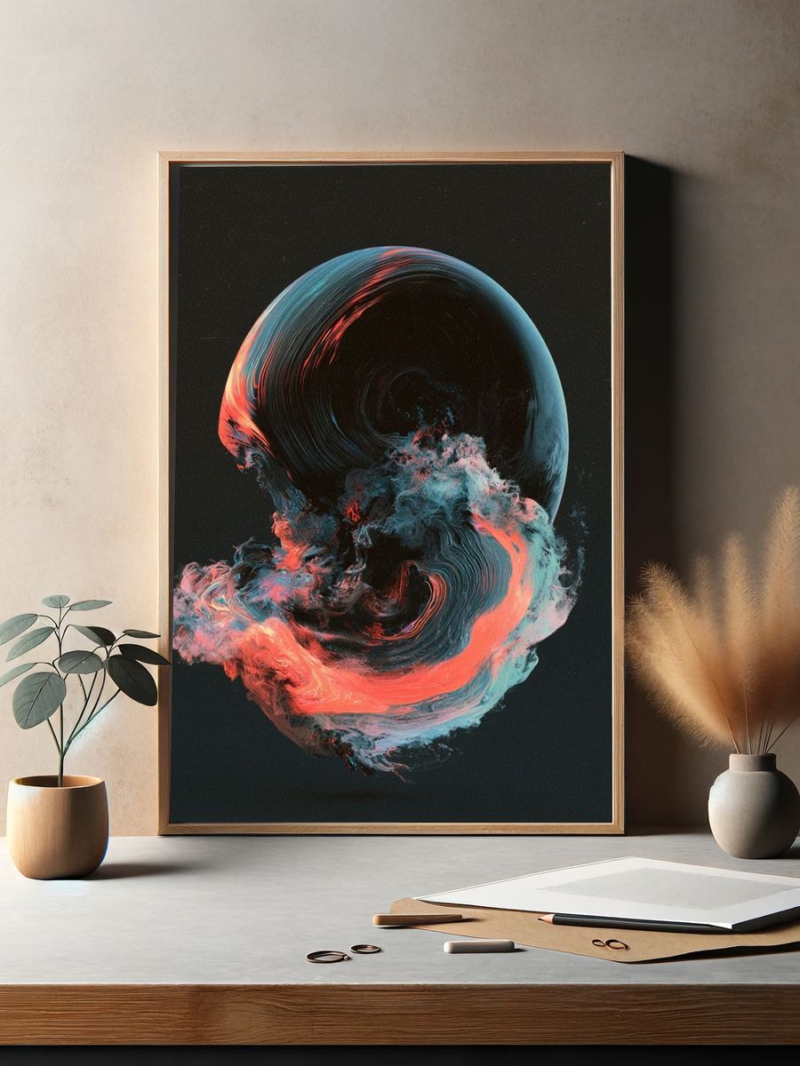 Cosmic Swirl Abstract Poster. — room view 2