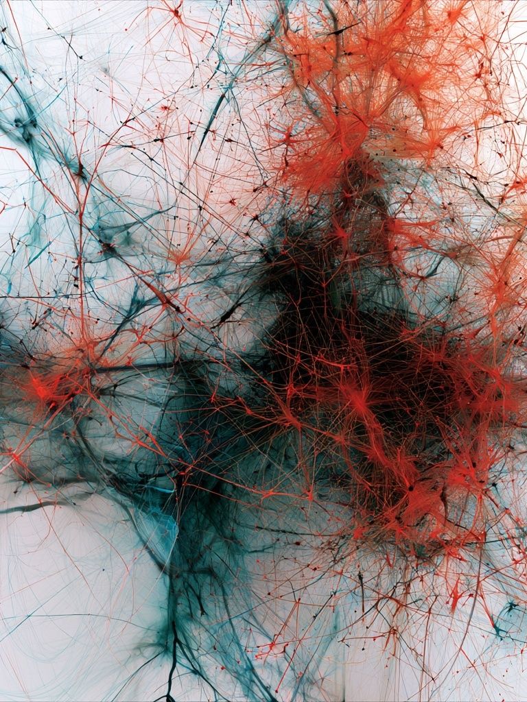 Crimson and Teal Abstract Poster. poster detail