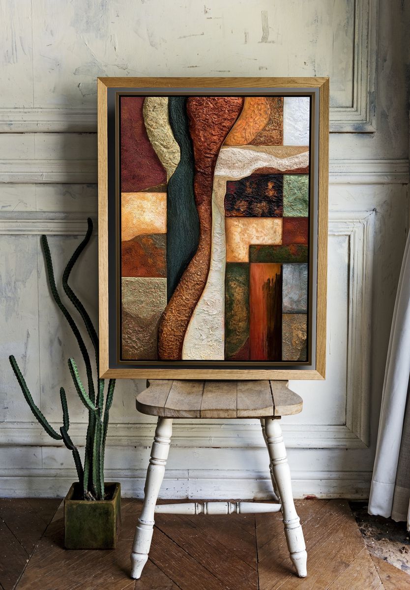 Textured Earth Tones Abstract Poster. — room view 1
