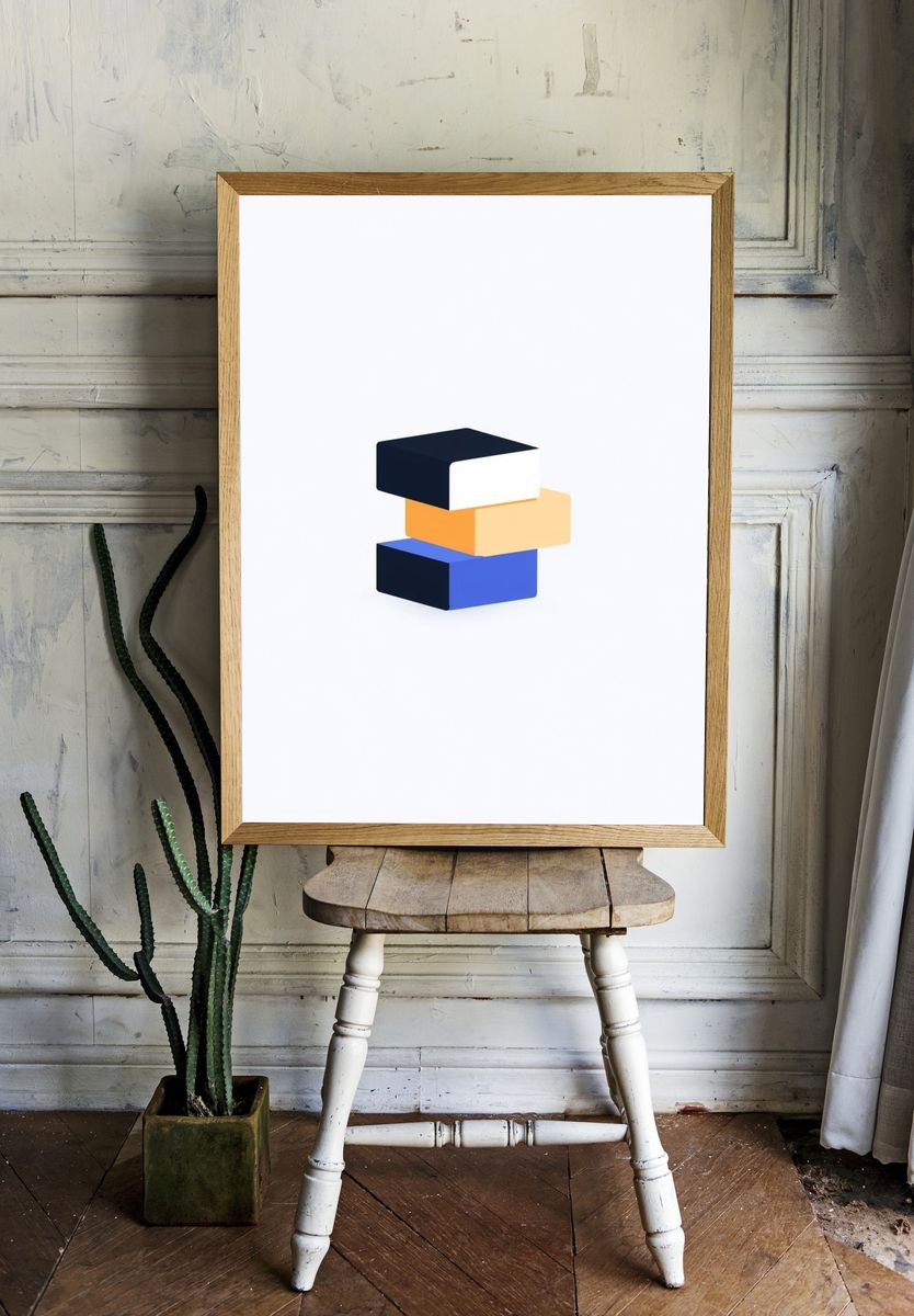 Stacked Blocks Abstract Poster. — room view 1