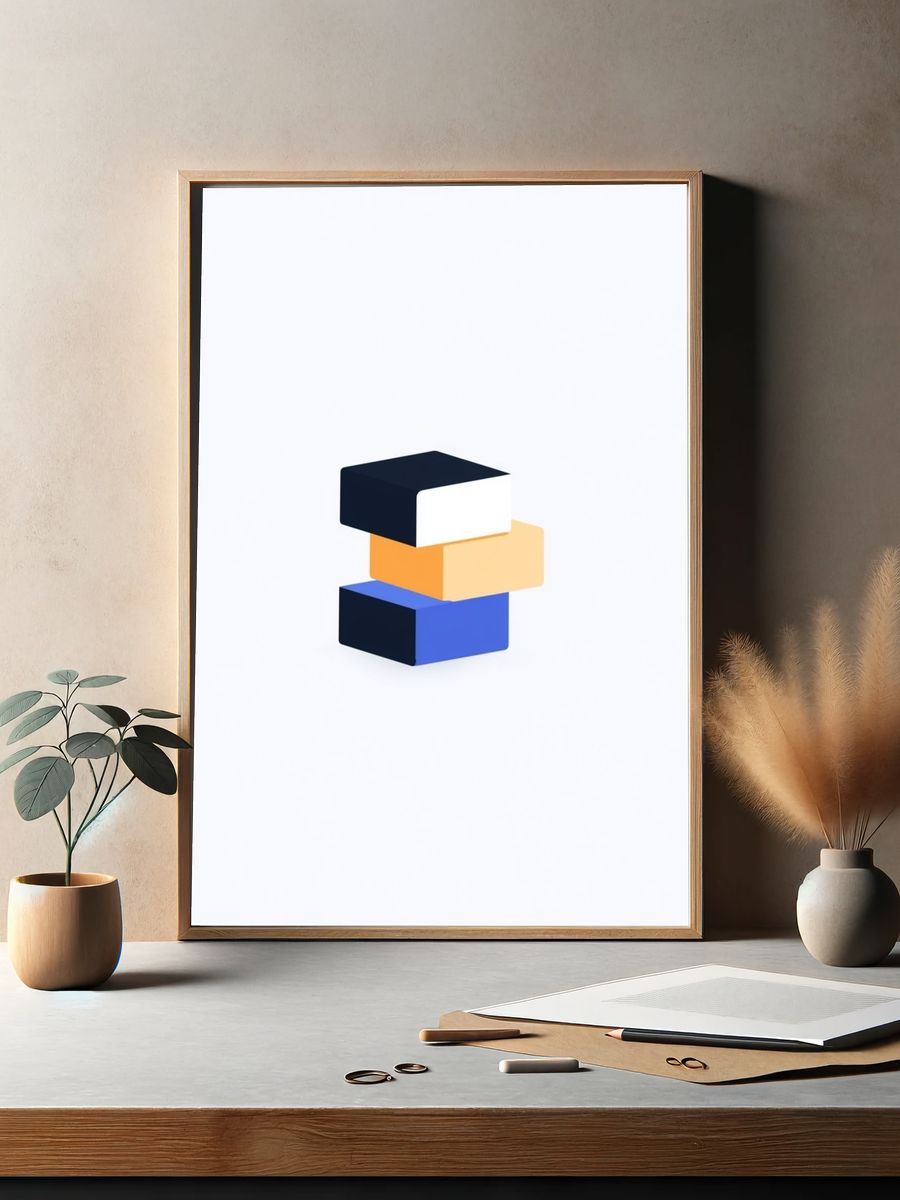 Stacked Blocks Abstract Poster. — room view 2