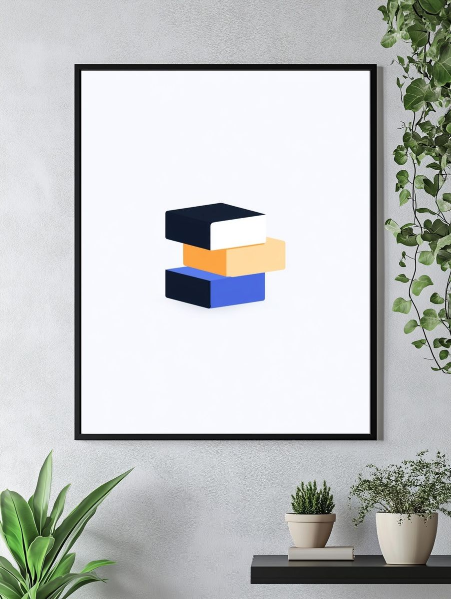 Stacked Blocks Abstract Poster. — room view 4