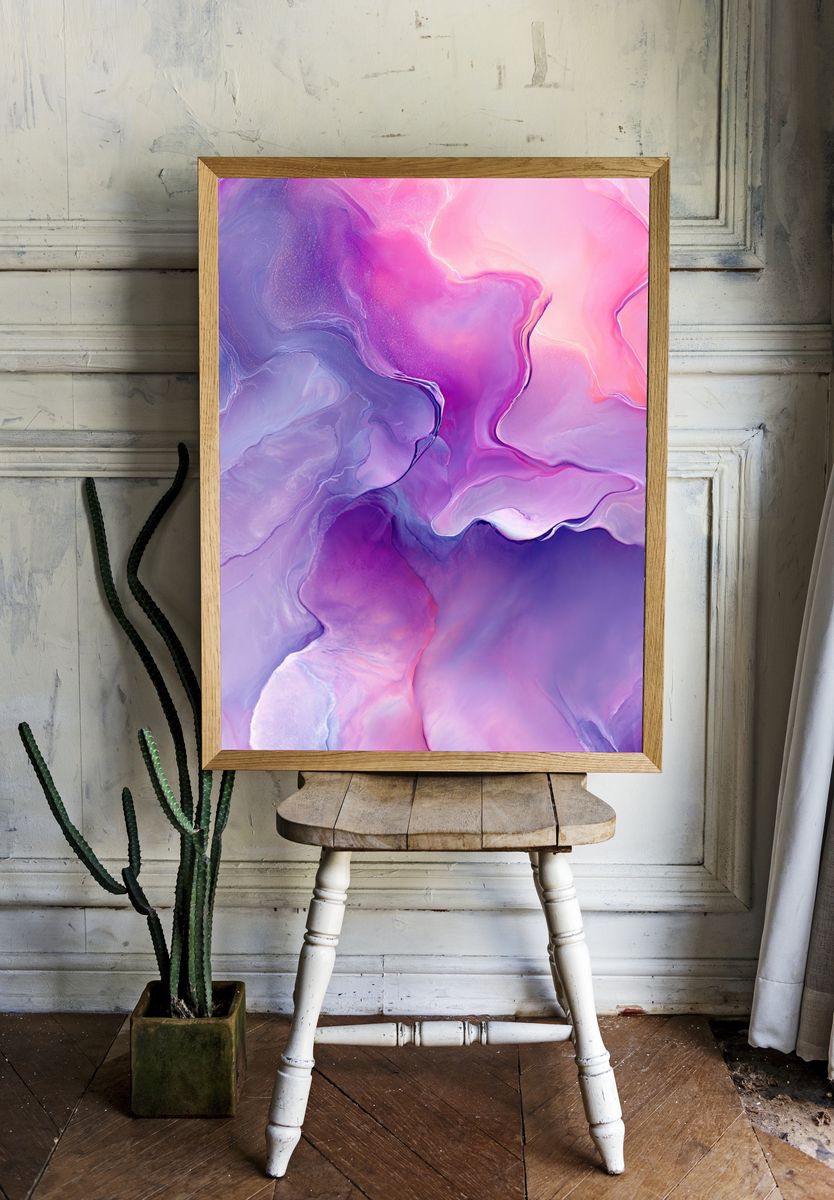 Lavender Pink Fluid Abstract Poster. room preview