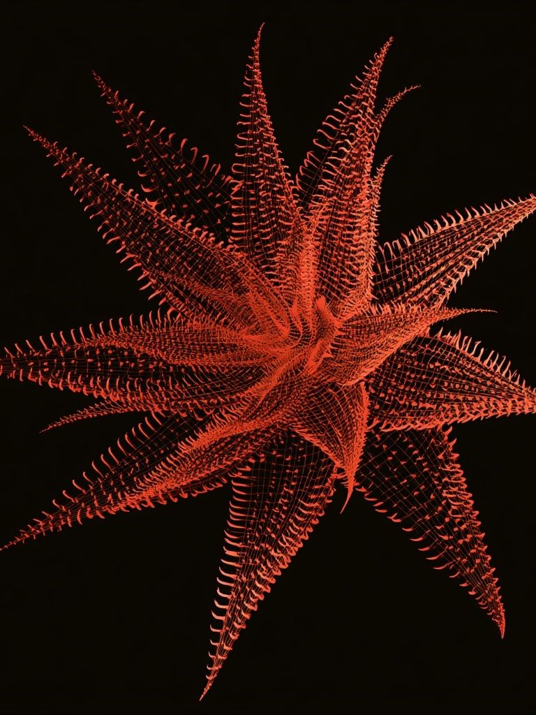 Crimson Starburst Abstract Print. poster detail