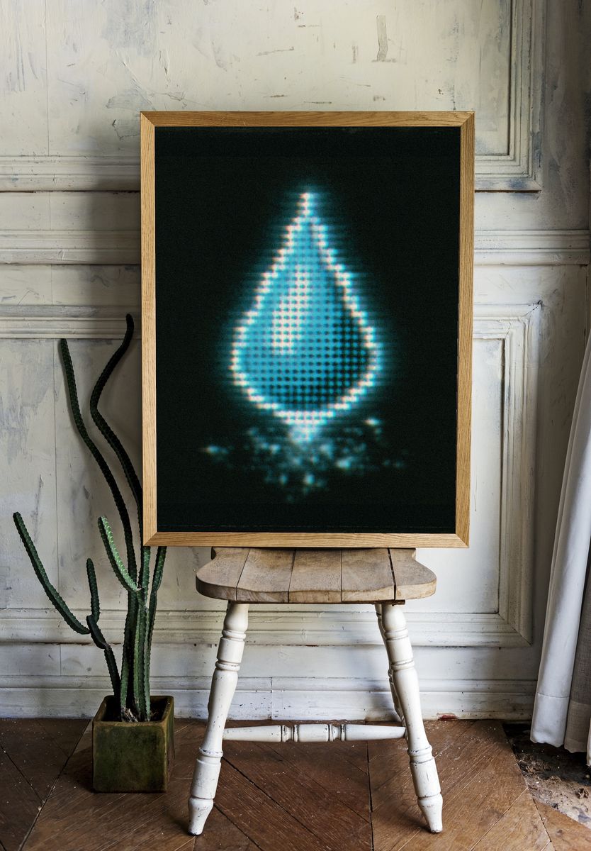 Glowing Teardrop Abstract Poster. — room view 1