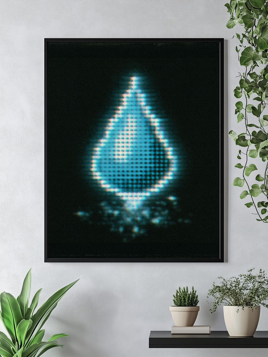 Glowing Teardrop Abstract Poster. — room view 4