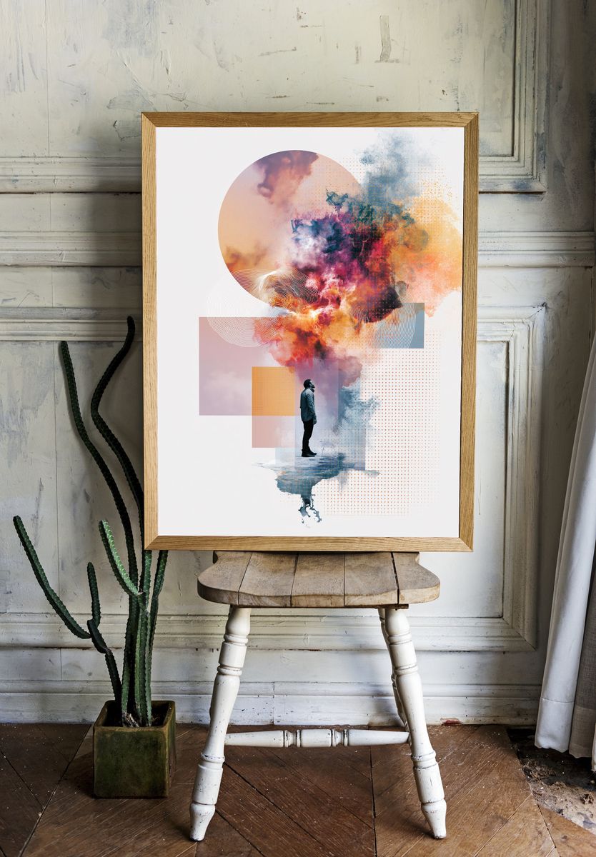 Surreal Figure Abstract Print. room preview
