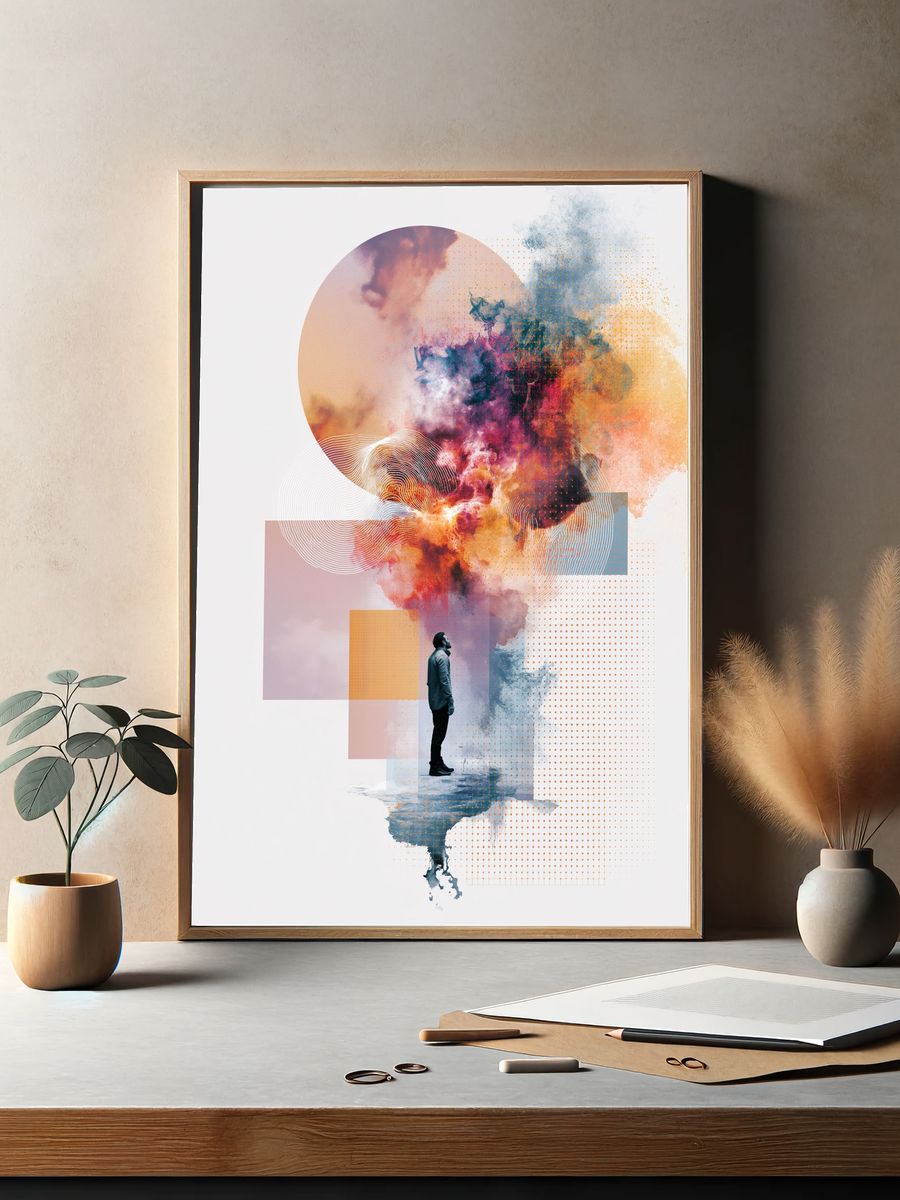 Surreal Figure Abstract Print. — room view 2