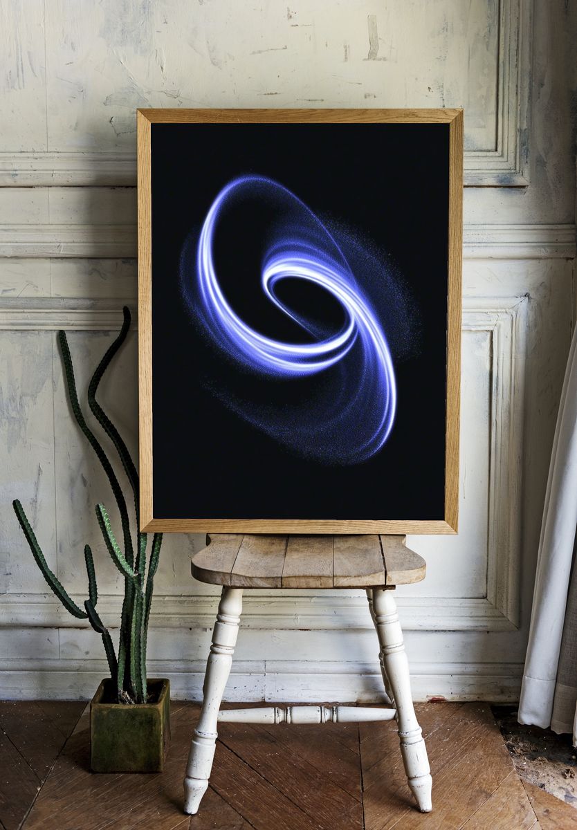 Electric Blue Orbital Abstract Poster room preview